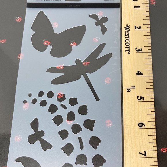 Butterfly Bird Dragonfly Flower Stencil Template - Picture 3 of 7